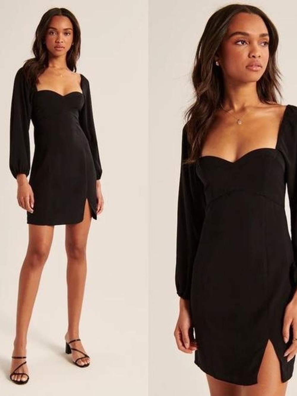 ๐ NWT Abercrombie & Fitch Black Sweetheart Neckline Long Sleeve Mini Dress